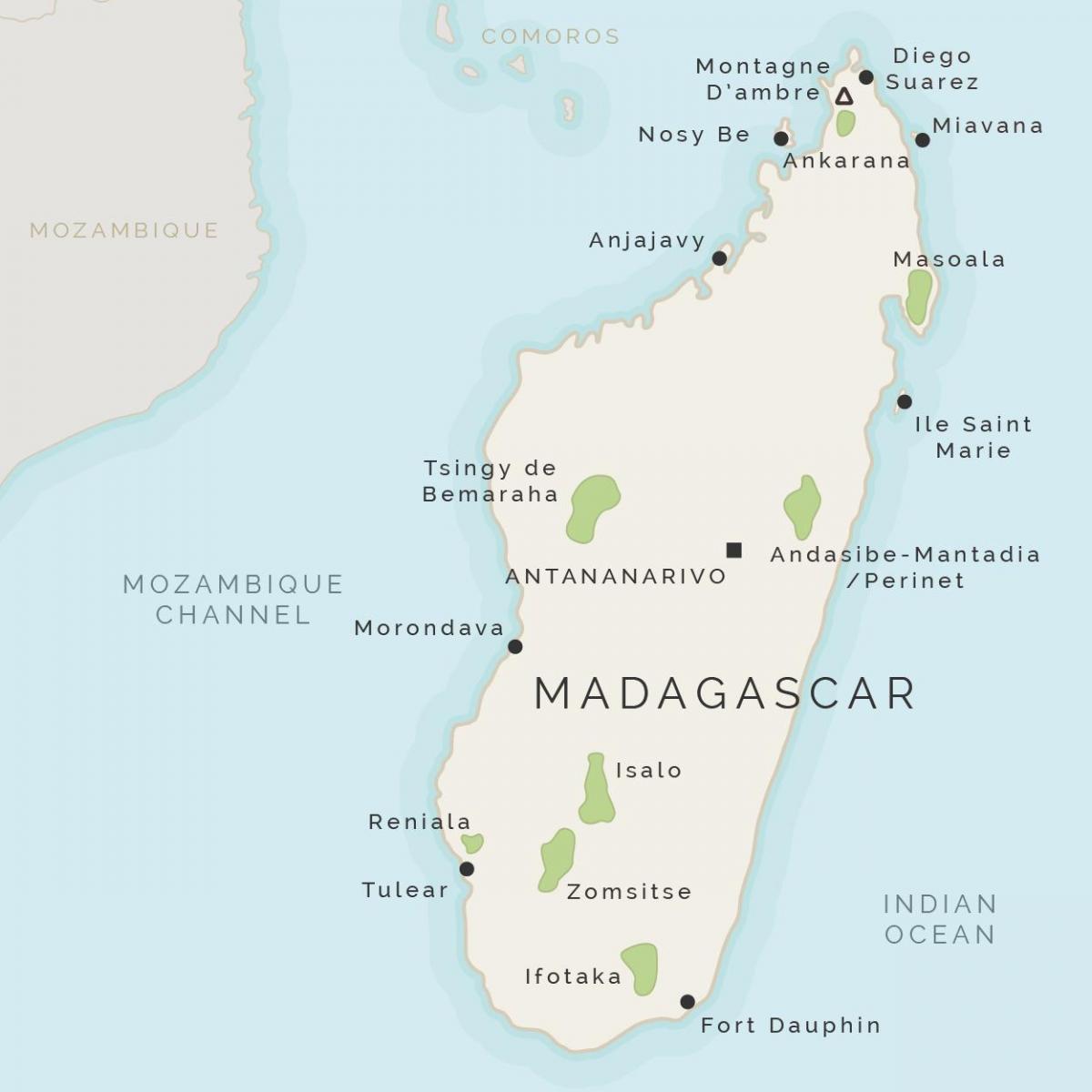 karta Madagaskara i obližnjih otoka