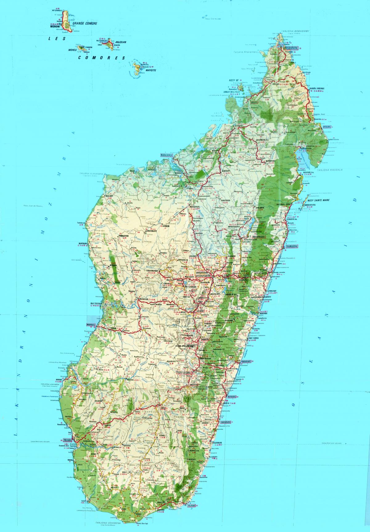 karta Madagaskara topografski