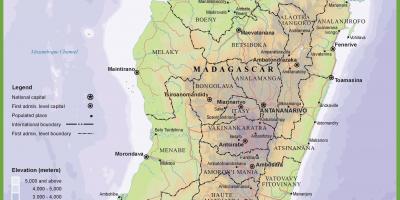 Karta fizička karta Madagaskar