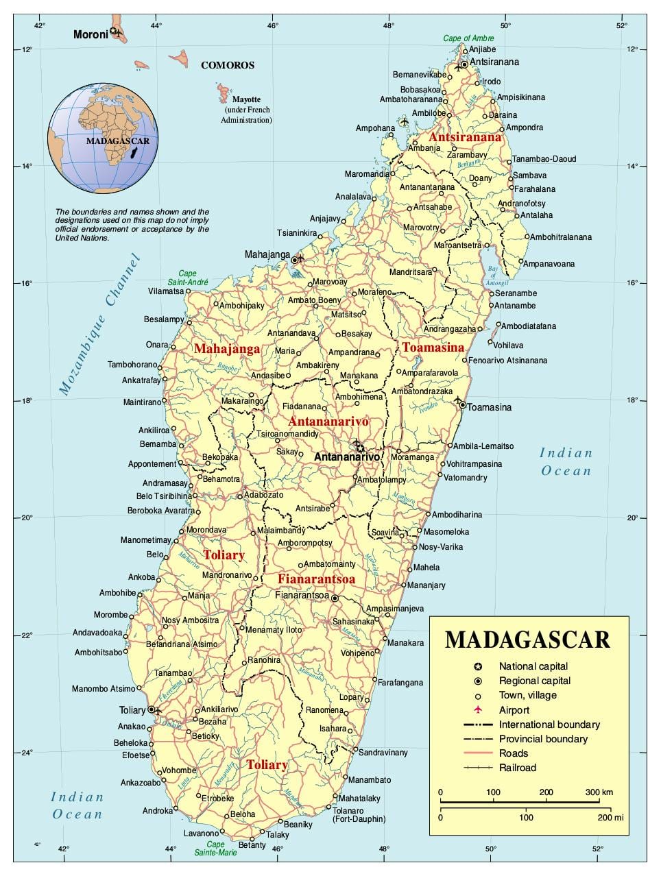 karta Madagaskara cesti