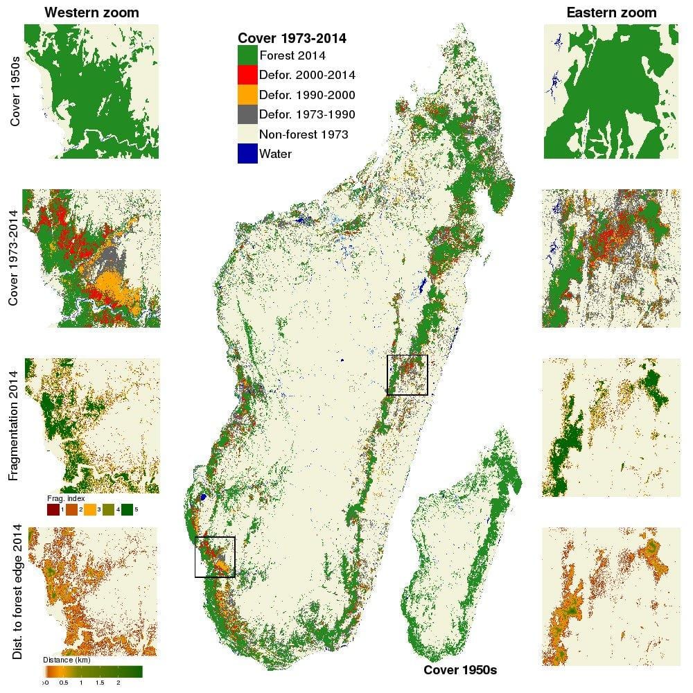 karta Madagaskara krčenje šuma
