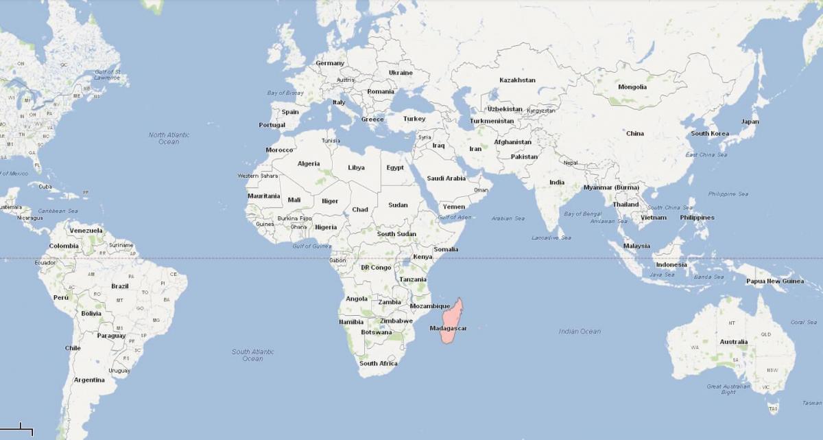 karta svijeta, pokazuje Madagaskar