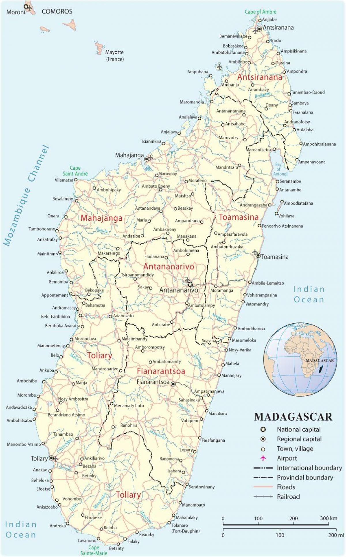 karta Madagaskara zračne luke